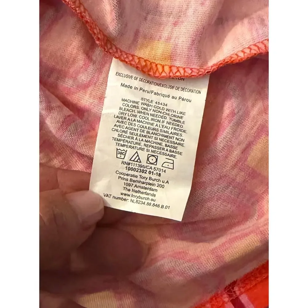 NWOT Tory Burch Louis T-shirt Geometric Vivid Orange Octagon Women's sz. S